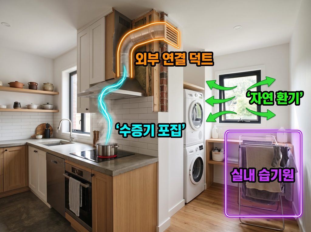 노후주택리모델링, 곰팡이가 다시 생기지 않으려면 무엇부터 고쳐야 할까요? | 한옥을짓다 환기 주방